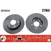 TRW Bremsscheibe DF4034 vorne, voll, 1 Stück