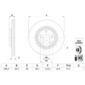 Bosch Bremsscheibe 0 986 479 G63 vorne, belüftet, hochkarbonisiert, 1 Stück