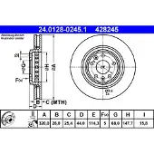 Ate Bremsscheibe 24012802451 belüftet 320mm 28mm für RENAULT