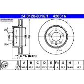 Ate Bremsscheibe 24.0128-0316.1 vorne, belüftet, hochkarbonisiert, 1 Stück