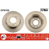 TRW Bremsscheibe DF6106 hinten, voll, 1 Stück