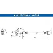 Ate 83.8207-0296.3 Bremsschlauch Hinten für FORD Focus Mk4 Turnier (HP) Focus Mk4 Schrägheck (HN) Focus Mk4 Limousine (HM)