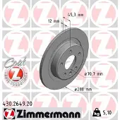 ZIMMERMANN Bremsscheibe 430264920 Hinterachse voll 288mm 12mm für OPEL