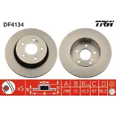 TRW Bremsscheibe DF4134 hinten, voll, 1 Stück