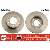 TRW Bremsscheibe DF6120 hinten, voll, 1 Stück