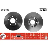 TRW Bremsscheibe DF2728 vorne, voll, 1 Stück