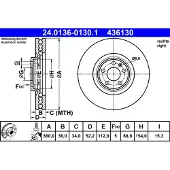 Ate Bremsscheibe 24.0136-0130.1 vorne, belüftet, hochkarbonisiert, 1 Stück