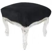 Casa Padrino Barock Fußhocker Schwarz / Silber - Hocker Möbel
