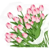 Relaxdays 48x Künstliche Tulpen, Pink Grün,Pink