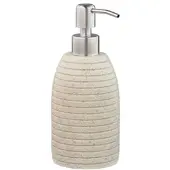 Relaxdays 2x Edelstahl-Seifenspender gerillt, Sand Beige,Silber