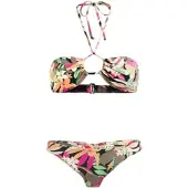 Roxy Triangel-Bikini "Printed Beach Classics", Damen, Gr. XXL, Cup B, grau (anthrazit palm song s), Obermaterial:87% Nylon, 13% Elasthan;, Bikini-Sets Triangel-Bikini