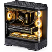 Jonsbo D400 PC-Gehäuse, Midi Tower, ATX, Tempered Glass - schwarz