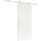 Inova Holzschiebetür 900 x 2065 mm, Weiß, Komplettset mit offener Laufschiene in Edelstahloptik und Stangengriff, Softclose beidseitig