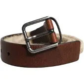 Dolce&Gabbana Brauner Jute-Leder Geknoteter Metall-Schnallen-Gürtel