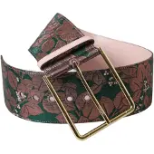 Dolce&Gabbana Mehrfarbiger Floraler Jacquard Lurex Gürtel mit Goldverschluss