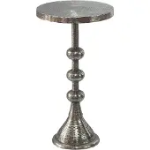 Wohnling Beistelltisch Aluminium Silber 30cm Rund Anstelltisch Metall Dekotisch orientalisch Wohnzimmertisch Alu Couchtisch Sofatisch Orient Handmade