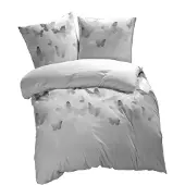 Etérea Himmlische Qualität etérea Mako-Satin Bettwäsche 200x200 cm + 2Stk 80x80 cm Lilu Grau