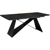 FineBuy Esstisch ausziehbar 180–260 cm Schwarz Glas-Keramik Tischplatte moderner Esstisch X-Metallgestell – kratzfest hitzebeständig & pflegeleicht