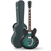 Hartwood Revival Legend TR Halbresonanz-Gitarre & Hartschalenkoffer Tealburst
