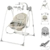 Lorelli Babywippe elektrisch Tango 2 in 1, Fernbedienung, MP3, Timer, Mobile braun