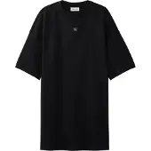 Calvin Klein Jeans Damen Kleider Ss Woven Label Oversized Tee Dre - Zwart - Größe S