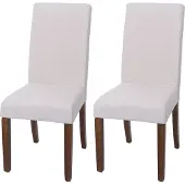 Mendler 2er-Set Esszimmerstuhl MCW-O65f, Küchenstuhl Polsterstuhl, Chesterfield Stoff/Textil (280g/m²), weiß