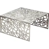 FineBuy Couchtisch 60cm Aluminium Sofatisch Alu Wohnzimmertisch Metall Tisch Quadratisch