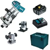 Makita Akku-Multifunktionsfräse DRT50ZJX2 18V + DC18RC + Akku 5,0 Ah BL 1850B