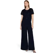 Vera Mont Overall "Hosenanzug mit Bundfalten", Damen, Gr. 40, EURO, blau (night sky), Obermaterial: 95% Polyester PES. 5% Elasthan EL., Overalls Overall