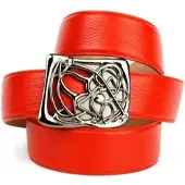 Anthoni Crown Ledergürtel , Damen, Gr. 100, rot, Leder, unifarben, Gürtel Ledergürtel, mit Designer-Schließe