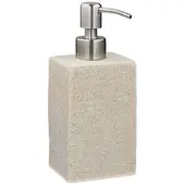 Relaxdays 2x Seifenspender Steinoptik eckig, Sand Creme,Silber