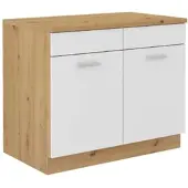 Küchen-Preisbombe Spülenschrank Buffet Küche Mario 100 Küchenzeile Einbauküche Weiss Eiche Artisan