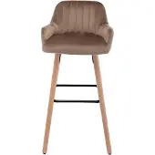 Vente-unique Barhocker - Samt & Buche - Beige - ELEANA