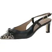 Peter kaiser 79609 012, Peeptoes & Slingpumps in Schwarz / Leo-Look für Damen, Größe 35,5