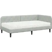 vidaXL Eckbettgestell Hellgrau 90 x 190 cm Samt