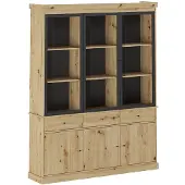 Vente-unique Vitrinenschrank Marsoria Schwarz Naturfarben Hell 172.5 cm