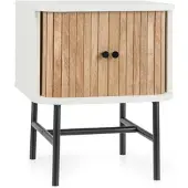 Costway Nachttisch mit Schiebetüren 40 x 39 x 49 cm Weiß