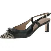 Peter kaiser 79609 012, Peeptoes & Slingpumps in Schwarz / Leo-Look für Damen, Größe 37,5