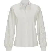 MADELEINE Langarmbluse "Hemdbluse Blusenshirt mit Lochstickerei" Langarm mit Spitzenärmeln