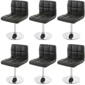 Mendler 6er-Set Esszimmerstuhl Drehstuhl Stuhl Kavala Kunstleder Chrom schwarz