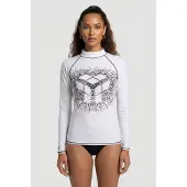 Arena Women's Rash Vest L/s Graphic White-black Größe: XS | Badeanzüge Outlet | Damen | Weiß