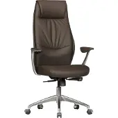 FineBuy Bürostuhl Braun Echt-Leder Schreibtischstuhl 120KG Chefsessel mit Synchronmechanik Drehstuhl