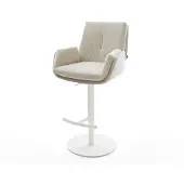 DELIFE Barstuhl Clea-Flex Webstoff Soft Beige Drehfuß höhenverstellbar Metall Weiß