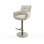 DELIFE Barstuhl Nela-Flex Webstoff Soft Beige Drehfuß höhenverstellbar Metall Titanfarben