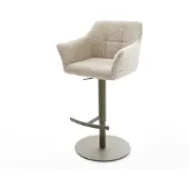 DELIFE Barstuhl Yulo-Flex Webstoff Soft Beige Drehfuß höhenverstellbar Metall Titanfarben