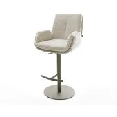 DELIFE Barstuhl Clea-Flex Webstoff Soft Beige Drehfuß höhenverstellbar Metall Titanfarben