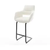 DELIFE Barstuhl Yago-Flex Bouclé Soft Beige Freischwinger Flach Metall Schwarz Taschenfederkern