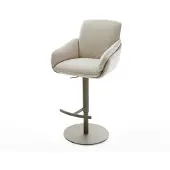 DELIFE Barstuhl Luan-Flex Webstoff Soft Beige Drehfuß höhenverstellbar Metall Titanfarben