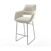 DELIFE Barstuhl Yago-Flex Webstoff Soft Beige Kufengestell Metall Schwarz Taschenfederkern