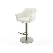 DELIFE Barstuhl Yulo-Flex Bouclé Soft Beige Drehfuß höhenverstellbar Metall Titanfarben